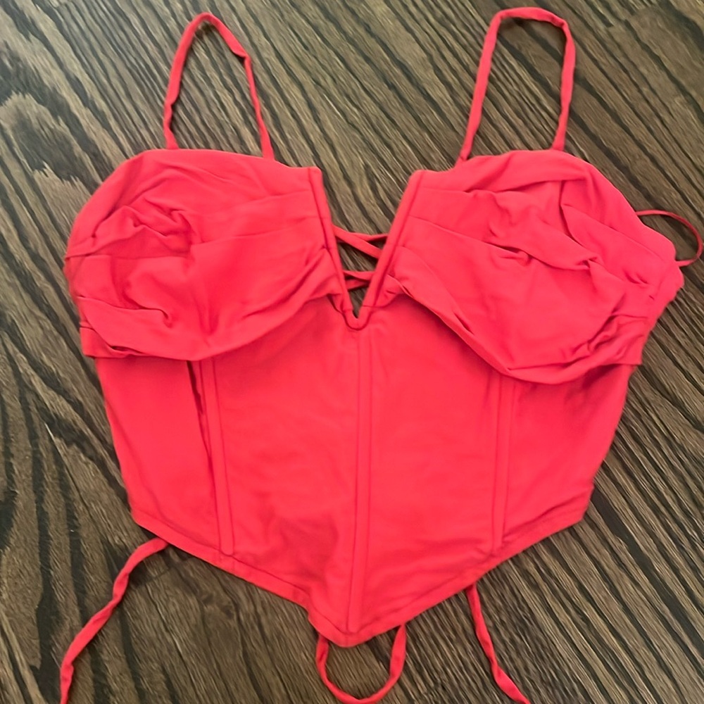 Corset like tie top